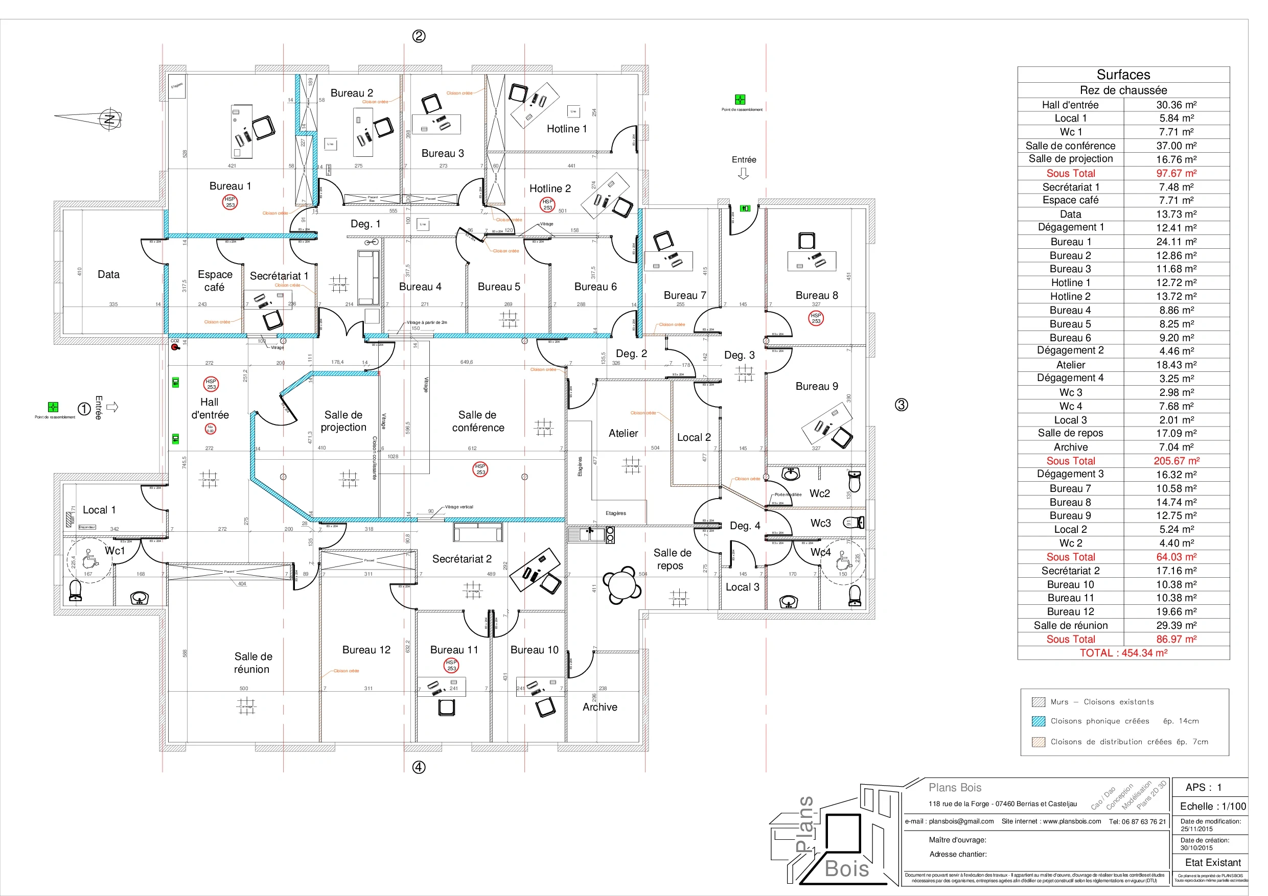 Relevé existant - État des lieux bureau, Bessèges (30160)