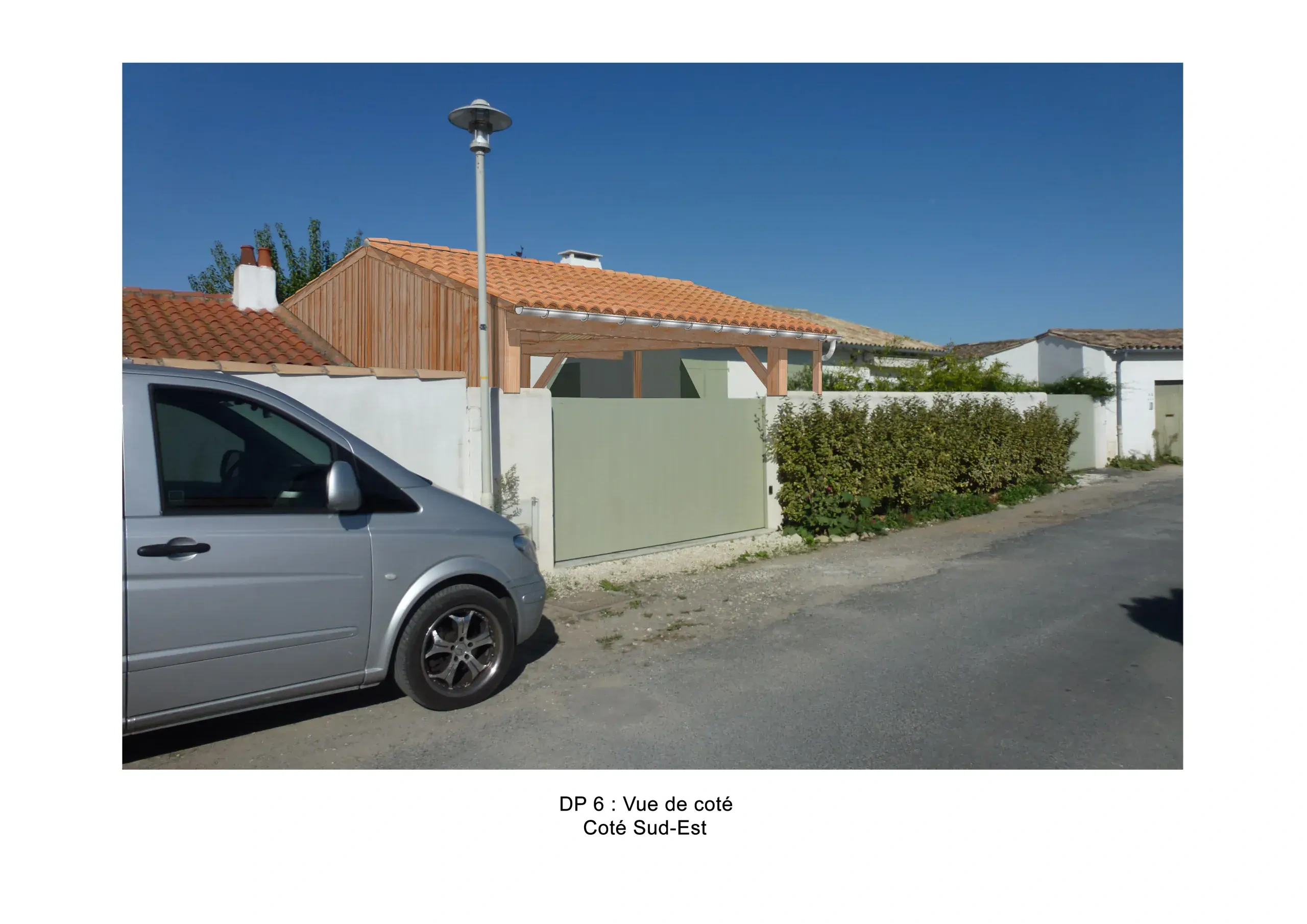 Intégration paysagère 3D - Garage préau bois, déclaration préalable, Vallon-Pont-d'Arc (07150)